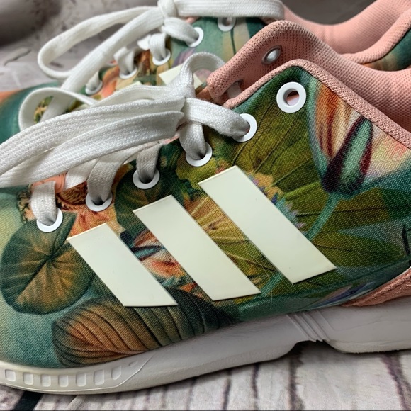 Adidas ZX FLUX Tropical Print Sneakers. - Picture 3 of 11